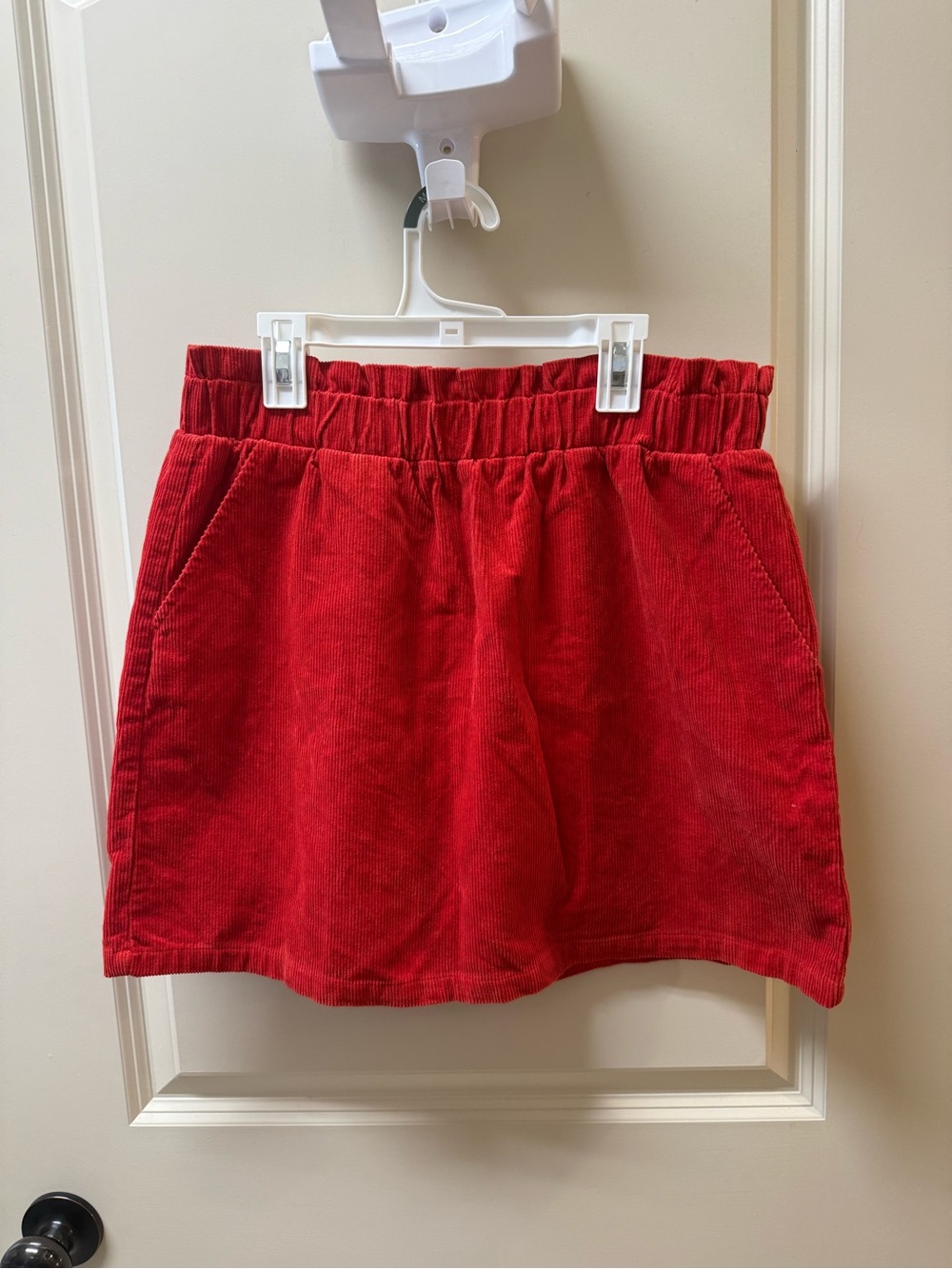 Junior Copper Key Red Corduroy Mini Skirt